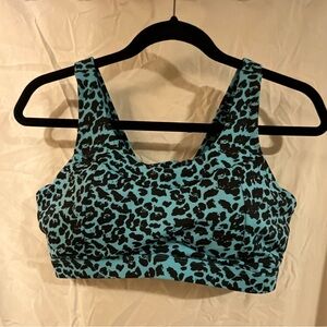 Blue Leopard Lined Sports Bra